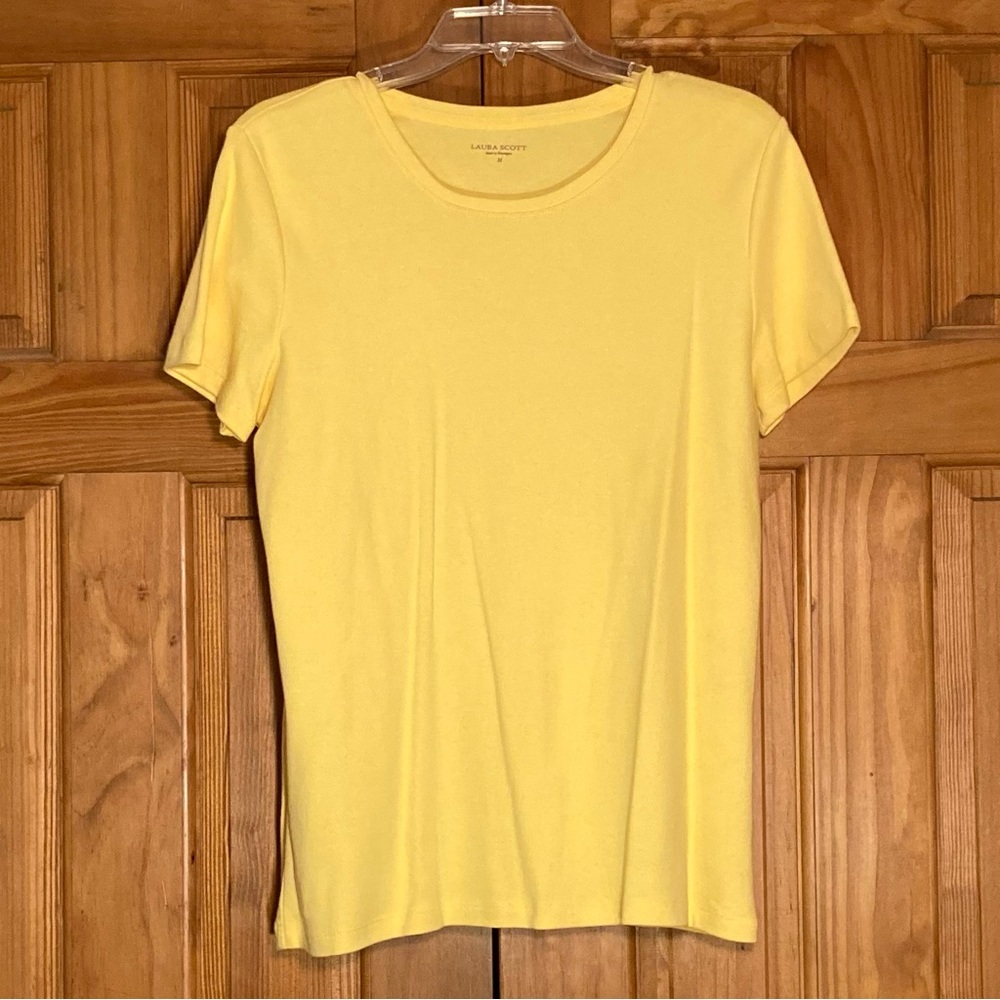 NWOT Laura Scott Vintage 80s 90s Top Blouse Short Sleeve Yellow Size M Medium
